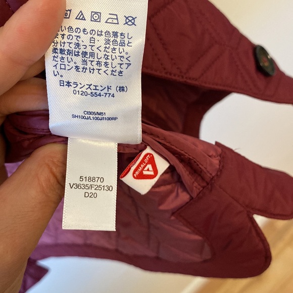 NWOT LANDS END PRIMALOFT BARN COAT ladies large wine color packable with bag - Picture 7 of 7
